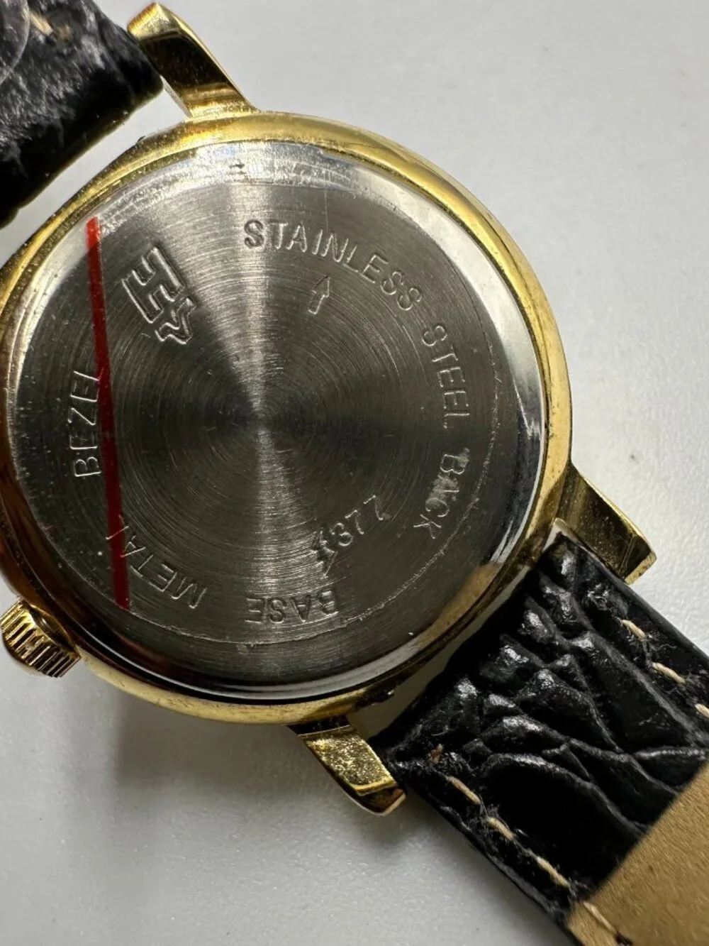 Helbros Watch Women Gold Tone Small 24MM Round Dial Black Band New Battery 8